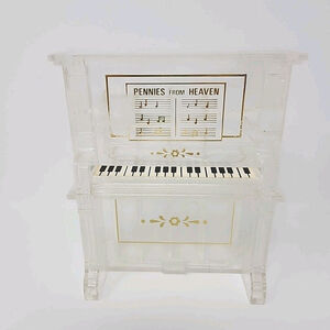 Vintage Pennies From Heaven Piano Coin Bank Sorter Clear Plastic